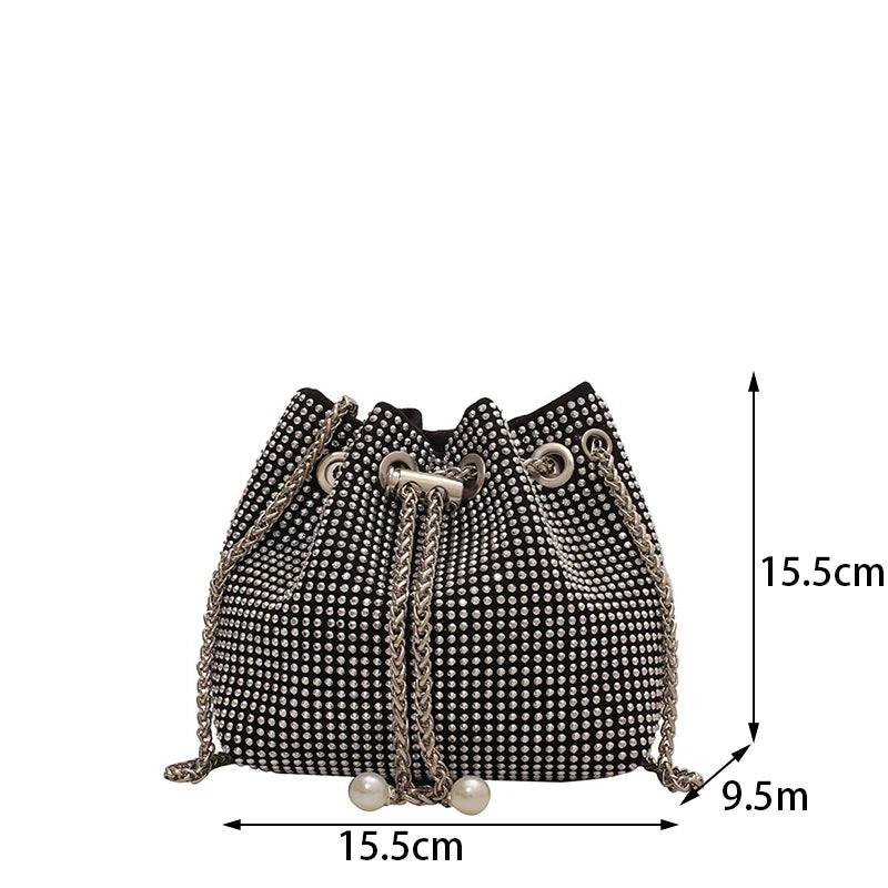 Luxury Women's Bag New High Quality Horseshoe Bucket Bag Exquisite PU Rivet Sequin Design Women's One Shoulder Handbag