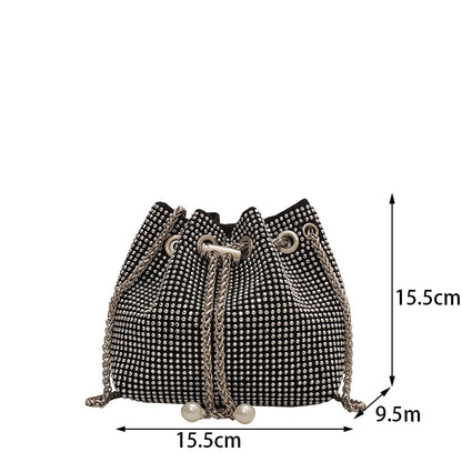 Luxury Women's Bag New High Quality Horseshoe Bucket Bag Exquisite PU Rivet Sequin Design Women's One Shoulder Handbag