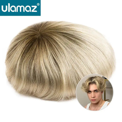 French Lace Wigs for Men Bleach Knots Lace Front Toupee Man Wig Full Lace Male Hair Prosthesis Natural Human Hair Lace Men's Wig