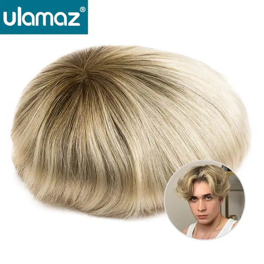 French Lace Wigs for Men Bleach Knots Lace Front Toupee Man Wig Full Lace Male Hair Prosthesis Natural Human Hair Lace Men's Wig
