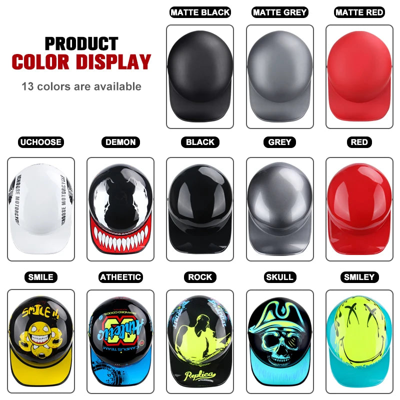 2023 NEW Gourd Baseball Cap Special Motorcycle Off-road Vehicle Battery Car Helmet Suitable For Men And Women Handsome Novel