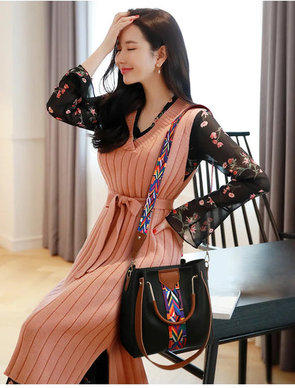 Fashionable Women's Shoulder Bag Hot Sale Of The Season New Style Mother-Child Multi-piece Set Colorful Ribbon Ladies Handbag Si