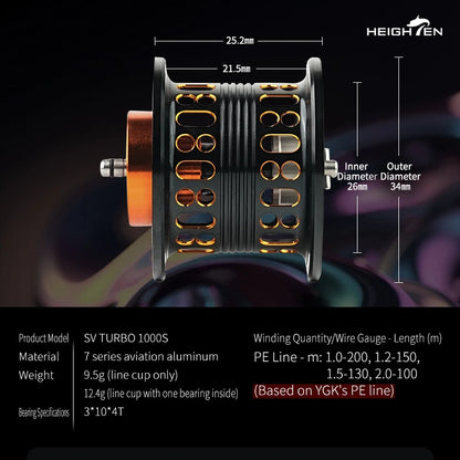 HEIGHTEN Shallow Spool For Daiwa Zillion Steez ct Ryoga Morethan Baitcasting Reel Lure Fishing
