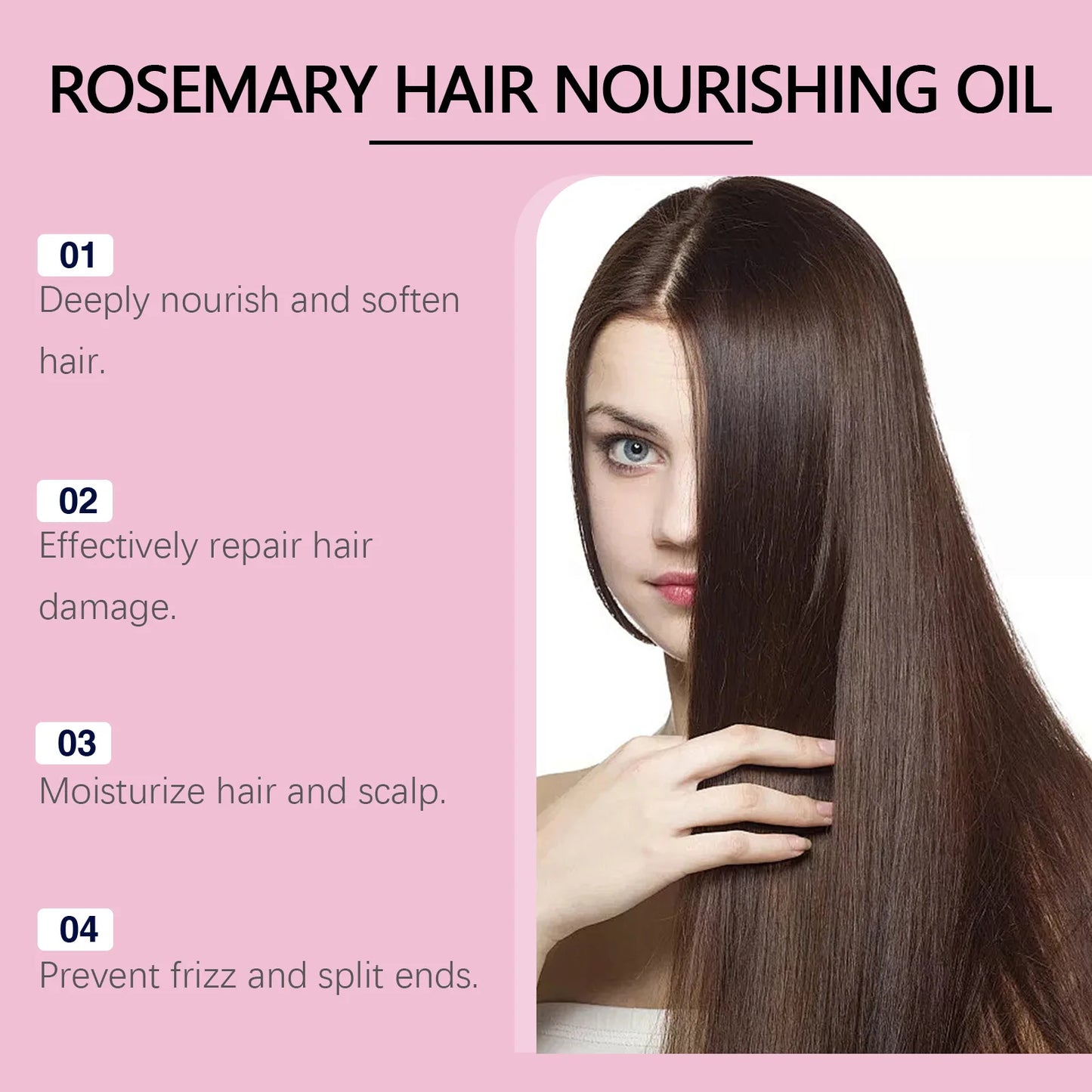 Rosemary Hair Growth Essential Oil Dense Strengthening Hair Prevent Loss Improve Hair Dryness Split Moisturizing Shiny Hair Care