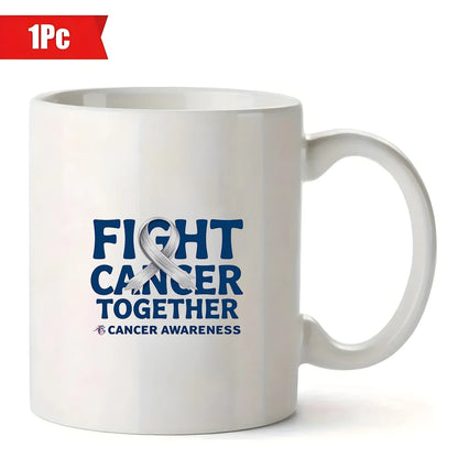 Anti-Cancer Awareness Mug FIGHT CANCER TOGETHER 11oz Kids Cold & Hot Beverage Cup Christmas Gift Family Office Cup