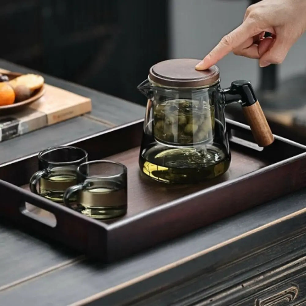 Creative Tea separation Glass Teapot 650ML Heat Resistant Lazy Kungfu Drip Teapot Transparent Press Control