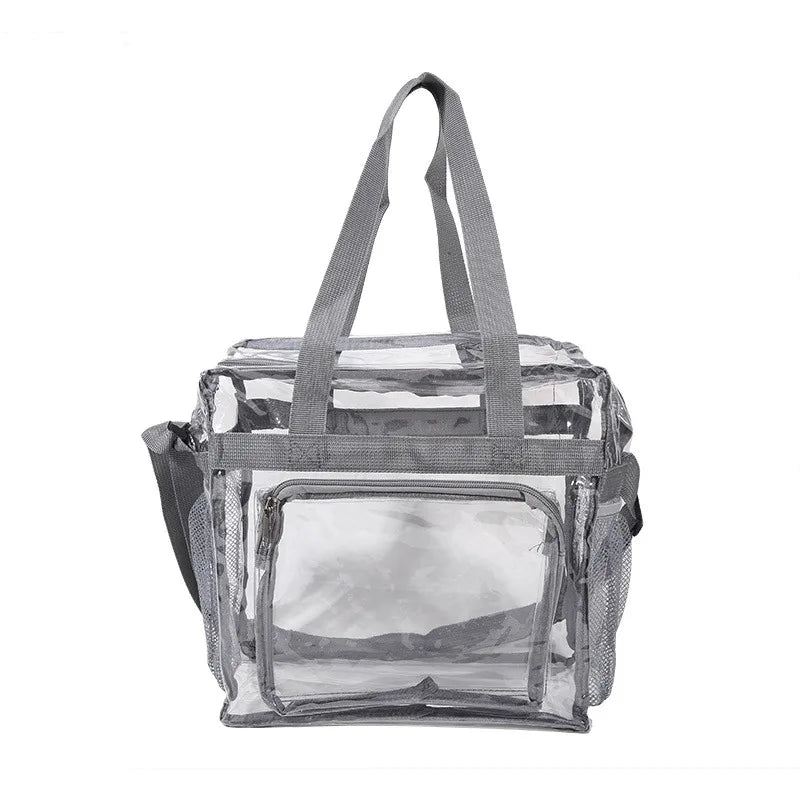 Portable PVC Transparent Shoulder Crossbody Bag Tote Satchel Handbag for Women Lady Large Capacity Clear Bag Shopping Handbag
