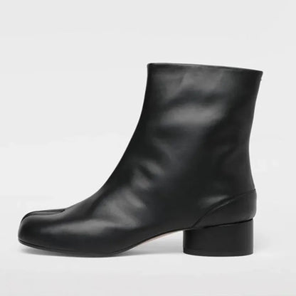 Luxury Design Fashion Split Toe Shoes 2026 Autumn Winter New Ankle Boots Genuine Leather Low Heels Women's Boots