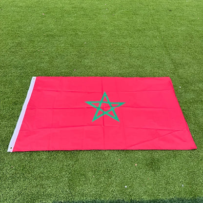 Morocco Flag 150x90cm Large 3x5 FT Moroccan National Flag Green Star Polyester Double Stitched Outdoor Indoor Decoration