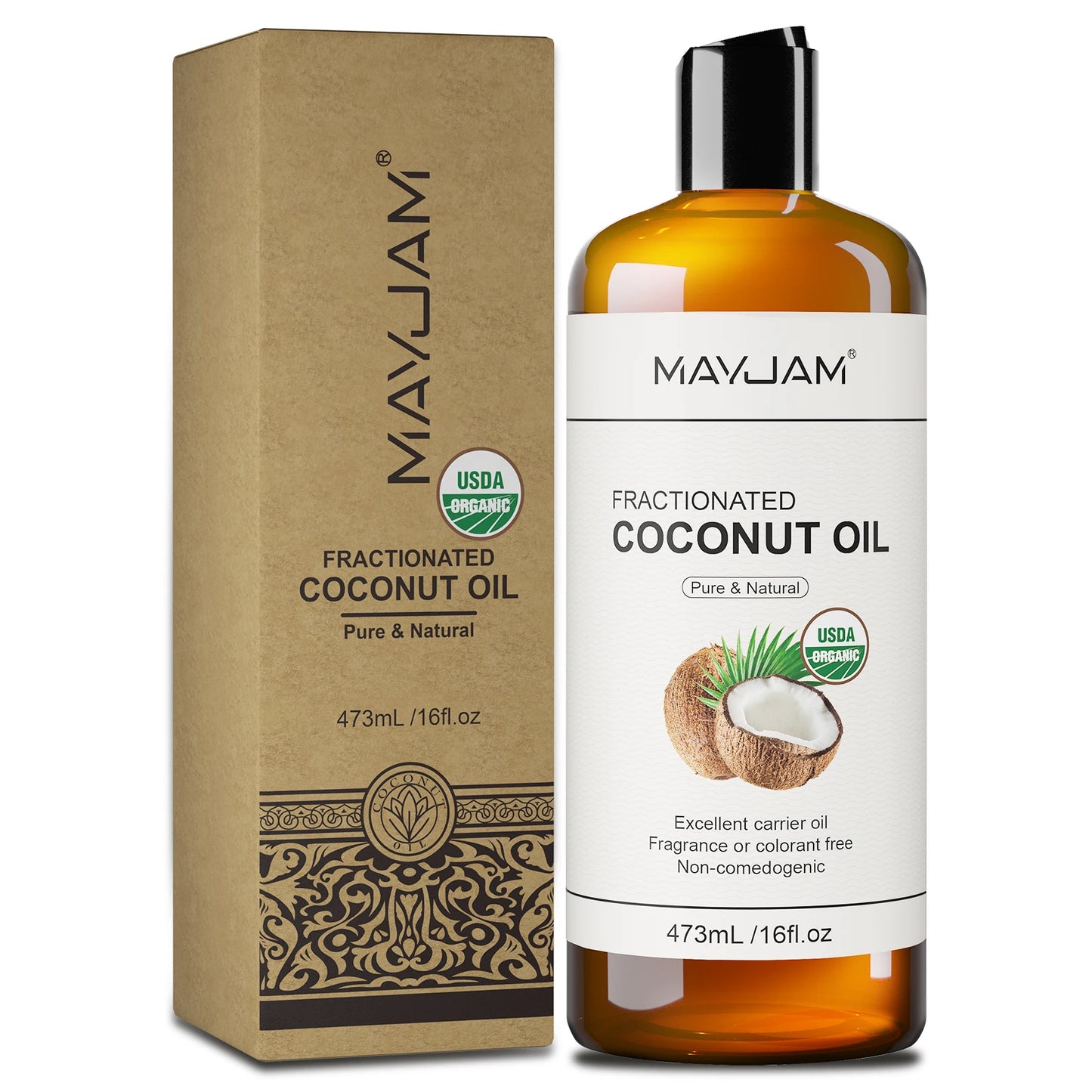 USAD Organic Castor Oil Cold Pressed Pure Natural Carrier Oil for Massage Boby Moisturizing Face, Hair, Skin & Eyelash Growth