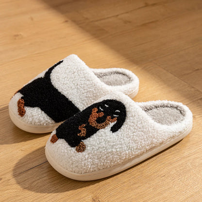 Slippers Classic Dachshund Embroidered Pattern House Women's Winter Indoor Soft Sole Warm Comfy Leisure Bedroom Home Shoes