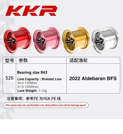 KKR S26 New DIY Ultralight Spool For 2022 ALDEBARAN BFS Baitcasting Reel Bait Finesse Lightweight Shallow Spare Coil