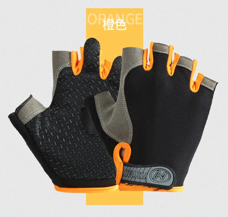 Men Women Gym Gloves Weightlifting Fitness Training Non Slip Palm Protector Breathable Fingerless Bike Bicycle Cycling Gloves