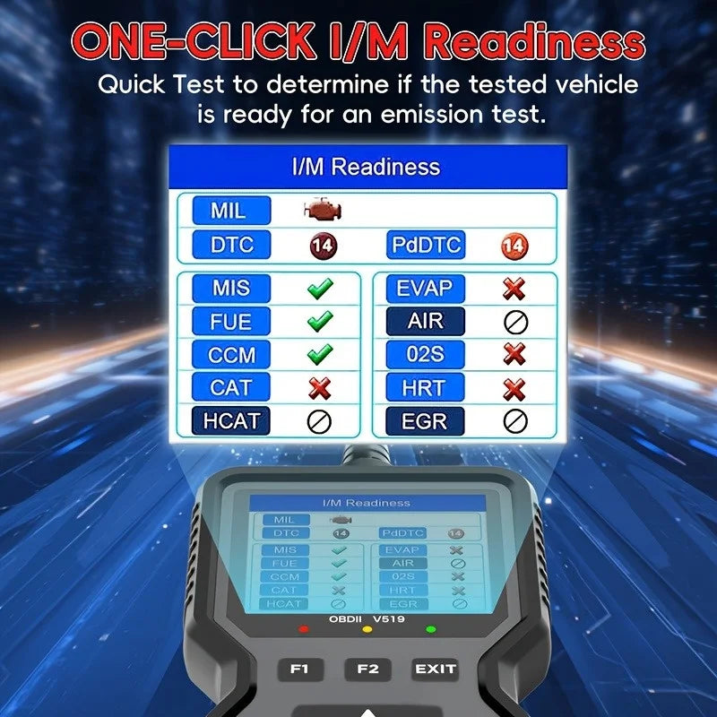 Professional Obd2 Diagnostic Tool Heavy Duty Vehicle Repair Tool - Code Reader/Resetter, Supports Real-Time Data Stream, No Battery Required, Compatible with Vehicles 1996 and up (Obdii/Eobd, Mode 6/8), Suitable for Mechanics