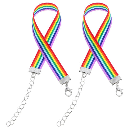 2pcs Rainbow Pride Bracelet Wristband Rope Woven Friendship For Men Lgbtq Cause Support Parties Unisex Trendy