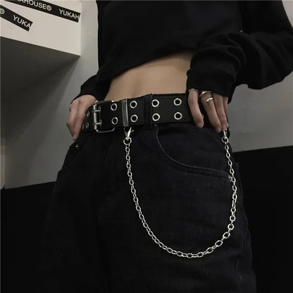 Fashion Alloy Women Belts Chain Luxury for Genuine Leather New Style Pin Buckle Jeans Decorative Ladies Retro Decorative Punk