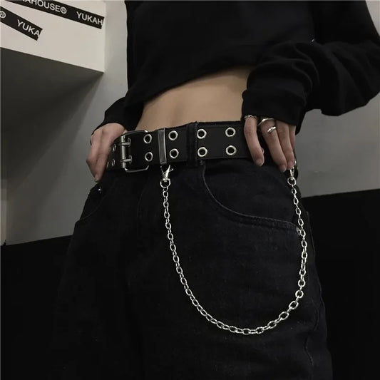 Fashion Alloy Women Belts Chain Luxury for Genuine Leather New Style Pin Buckle Jeans Decorative Ladies Retro Decorative Punk