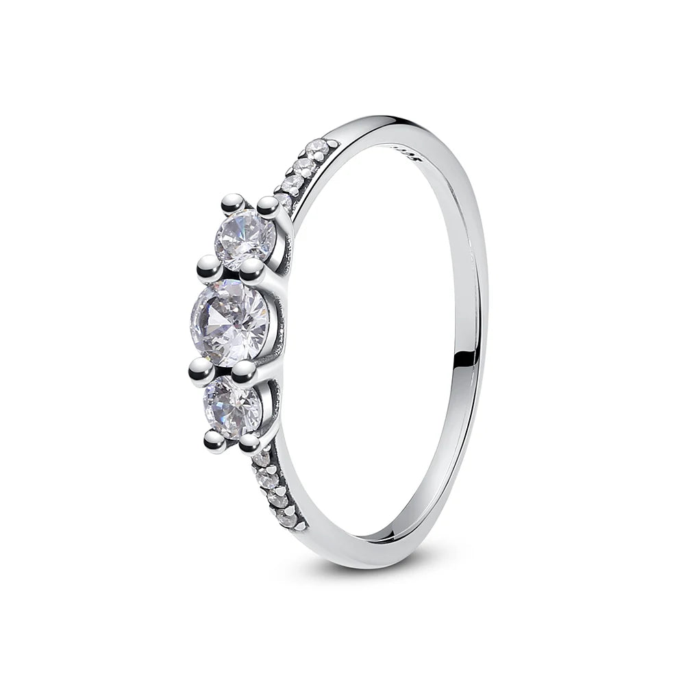 Original 925 Sterling Silver Ring Love Heart Pave CZ Crystal Stackable Rings For Women Wedding Engagement Birthday Gift Jewelry