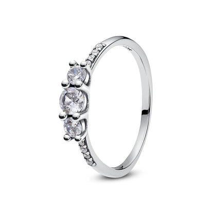 Original 925 Sterling Silver Ring Love Heart Pave CZ Crystal Stackable Rings For Women Wedding Engagement Birthday Gift Jewelry