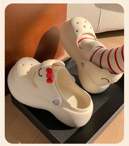 Women Fashion Platform Clogs Cute Cartoon Rabbit Summer Shoes Female Indoor Street Slippers Soft EVA Girls Daily Walking Sandals