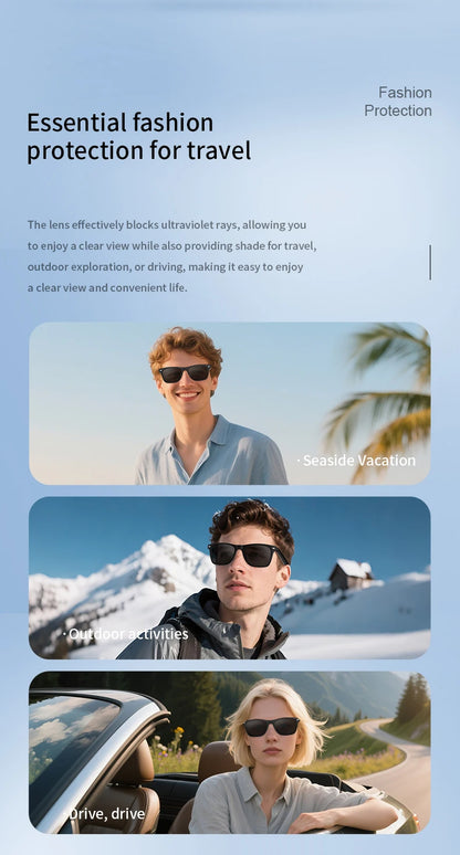 Smart Translator Glasses Headphones Bluetooth Wireless Earphones Anti-Blue Light Sunglasses Hi-Fi Audio Headset for Music Travel