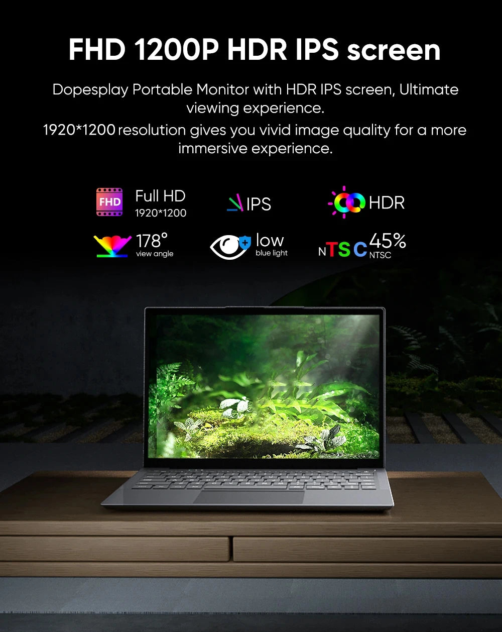Dopesplay 14.1 inch Portable Lapdock Monitors with Keyboard HDR 1200P IPS External Screen Extender For Samsung Steam Deck Laptop
