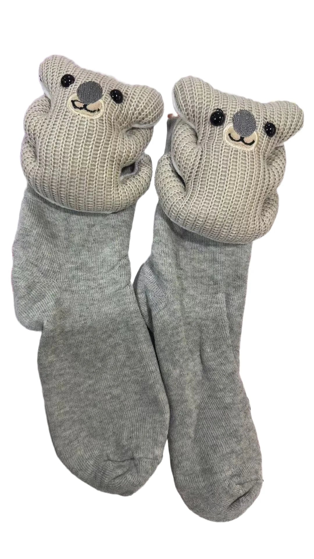 3D Knit Animal Socks Cute Floor Socks Hand Crocheted Double Layer Warm Sock with Cute Rabbit Panda Animals Christmas Gifts