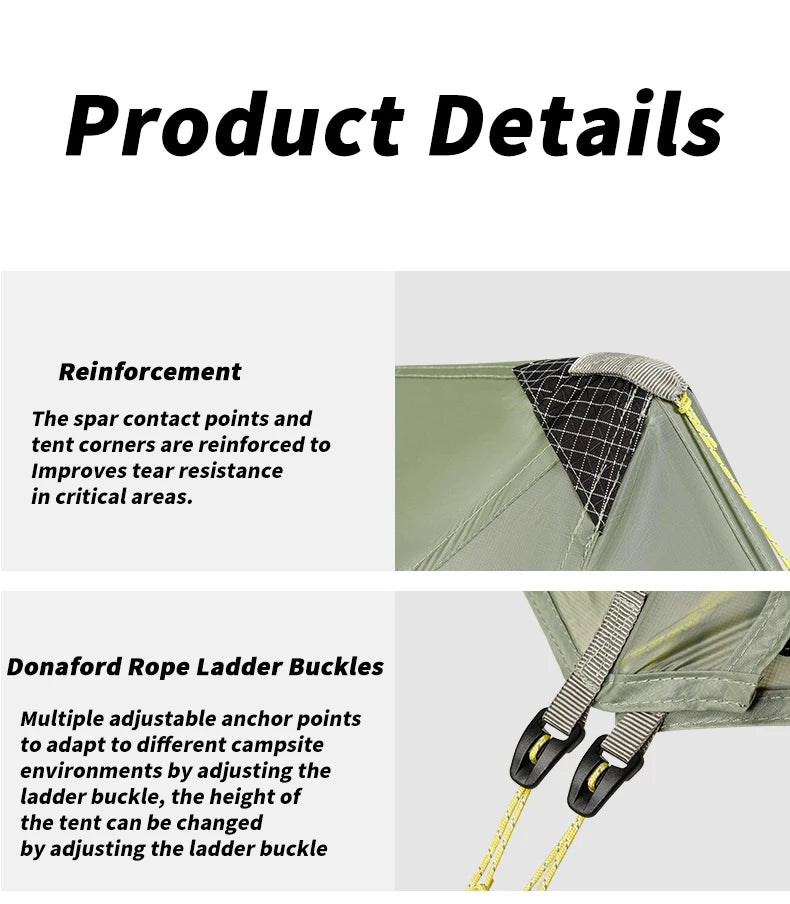 Naturehike Ultra Light Hiking Tent 2 Person Outdoor Camping Pyramid Tent 15D Nylon Waterproof Portable Backpacking Tent with Mat