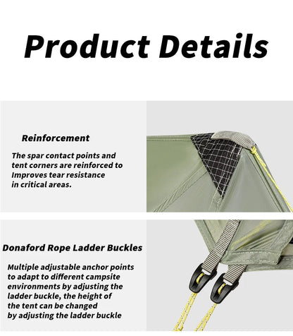 Naturehike Ultra Light Hiking Tent 2 Person Outdoor Camping Pyramid Tent 15D Nylon Waterproof Portable Backpacking Tent with Mat