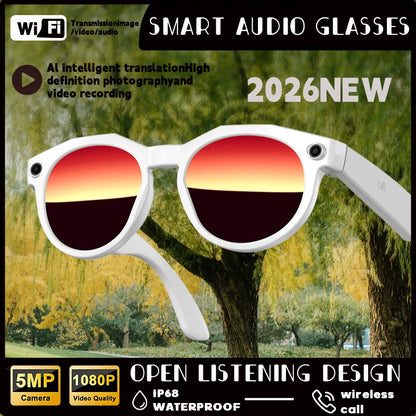 2026 NEW 8K HD AI Smart Glasses Chat GPT 800MP Camera Bluetooth Call AI Translation Voice Assistant Control Sunglasses Women Men