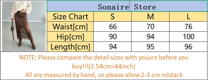 Lady Elegant Patchwork Lace Skirts Fashion High Waist Slim Hollow Out Maxi Skirts 2026 Autumn Women Brown Party Club Skirt