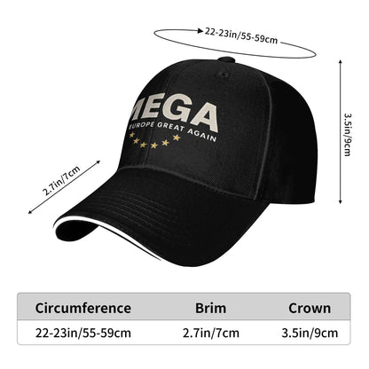 MEGA Make Europe Great Again  Baseball Cap Classic Unisex Men Trucker Hat Dropshipping Custom Logo Hiking Fishing Baseball Caps