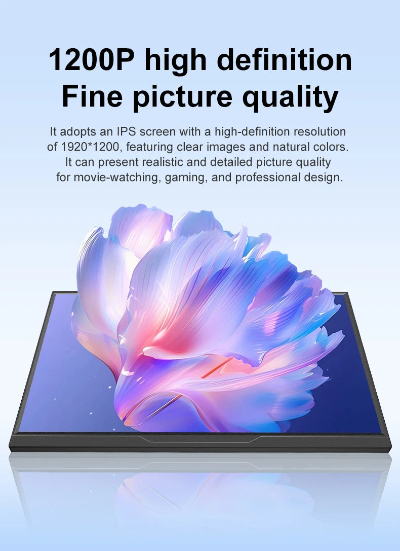16inch Portable Monitor 2.5K/120HZ/100%sRGB  For Laptop XBox PS4 / 5 Switch Cell Phone Computer Extension Gaming  Travel Screen