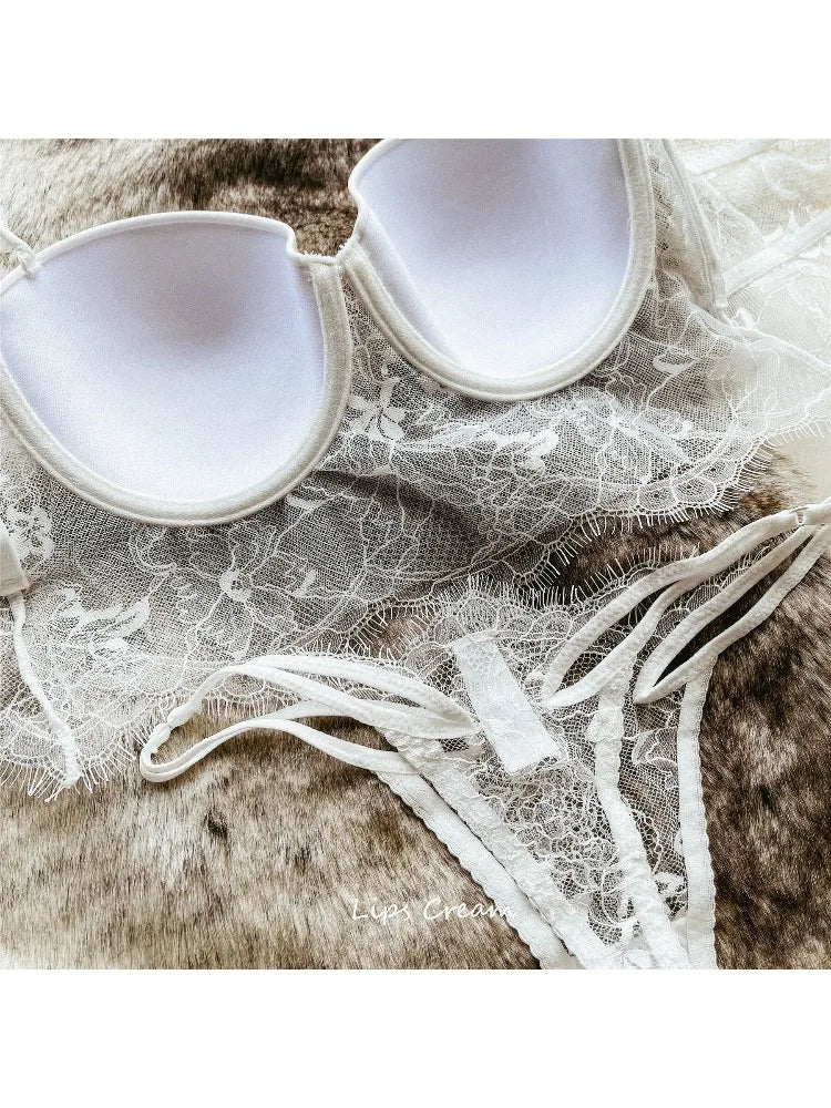 Women Lace Push Up Bra Wireless Thin Cotton Underwire Shaping Bras Anti Sagging Bralette 2 Piece Panty Set Sexy Lingerie S-XL