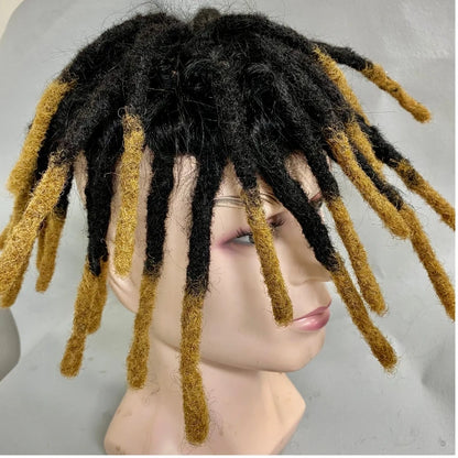 Dreadlock Toupee Men Male Hair Prosthesis Mono Afro Curly Hair System Unit for Black Men 100% Natural Human Hair Men's Wig
