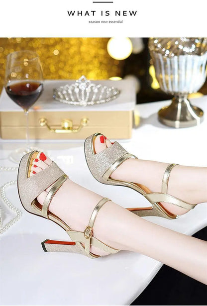 Luxury Women's Pumps Peep Toe Sexy Women Sandals High Quality Fish Mouth Shoes 11.5CM High Heels Shoes Women sandalias de mujer