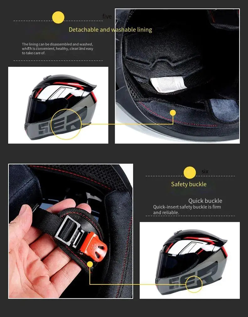 New Bluetooth motorcycle helmet for men and women, full coverage, anti-fog, full face motorcycle helmet