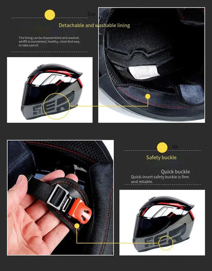 New Bluetooth motorcycle helmet for men and women, full coverage, anti-fog, full face motorcycle helmet