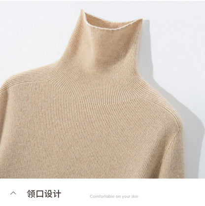 100% cashmere sweater women's knitted pullover sweater high neck solid color slim fit soft cashmere basic women's sweater