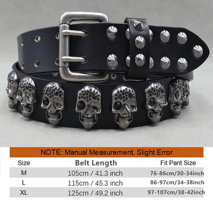 NEW Metal Rivet Cowboy Belt Genuine Leather Cowskin Men Belt Punk Rivet Jeans Belts For WOMEN Ceinture Homme Cinturones Hombre