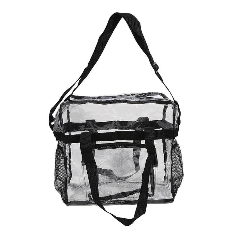 Portable PVC Transparent Shoulder Crossbody Bag Tote Satchel Handbag for Women Lady Large Capacity Clear Bag Shopping Handbag