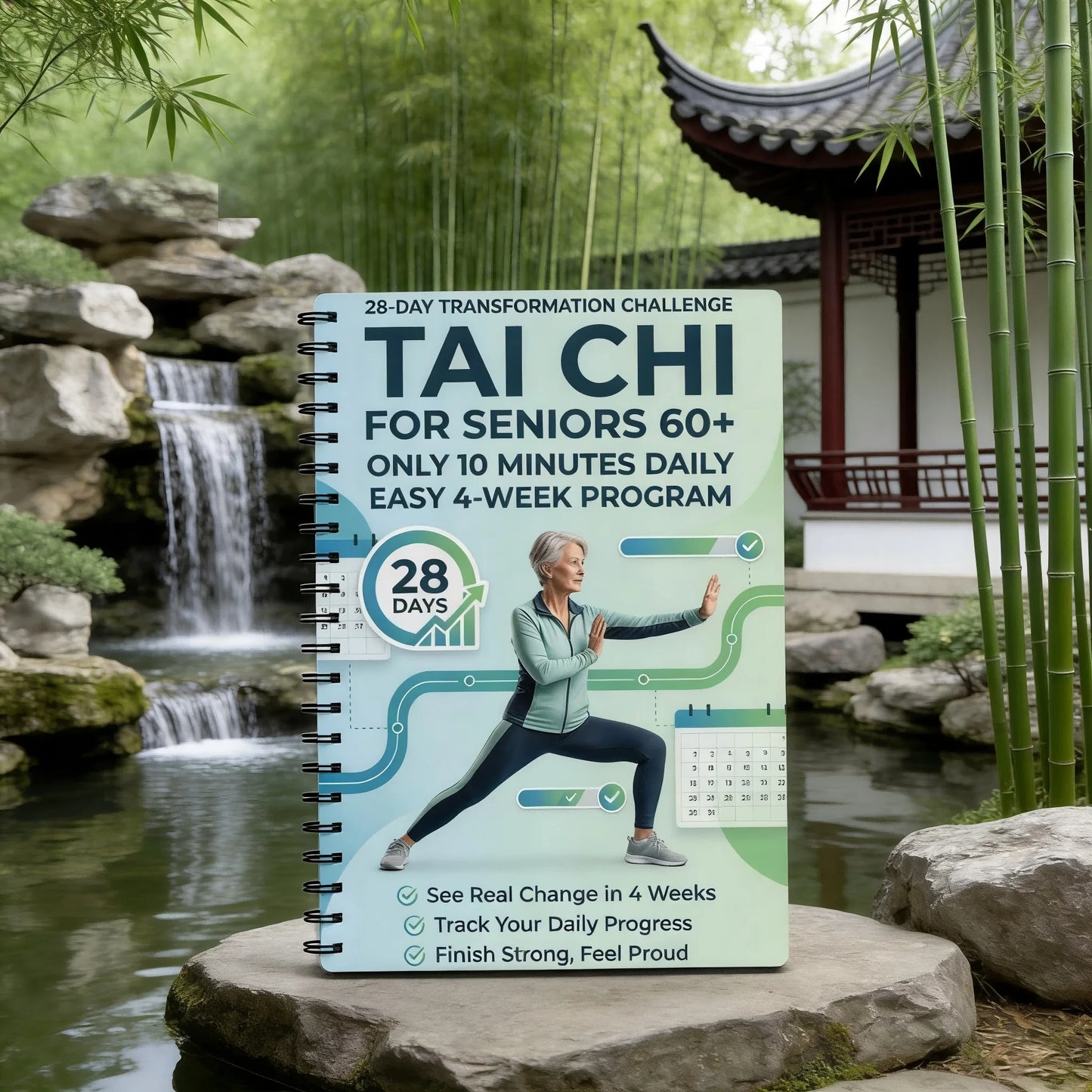 Gentle Tai Chi for Seniors – Spiral Bound Step-by-Step Book with Daily Routines to Improve Balance, Mobility & Independence, Ill