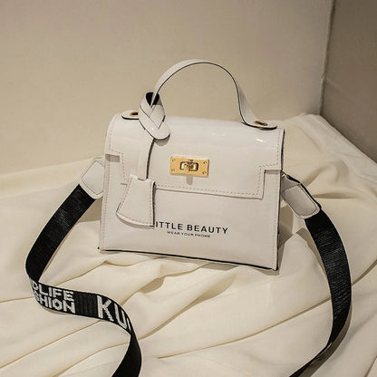 Bright Leather Kelly Bag - Printed Shoulder Crossbody Purse, Women's Easy-to-Match Fashion Handbag