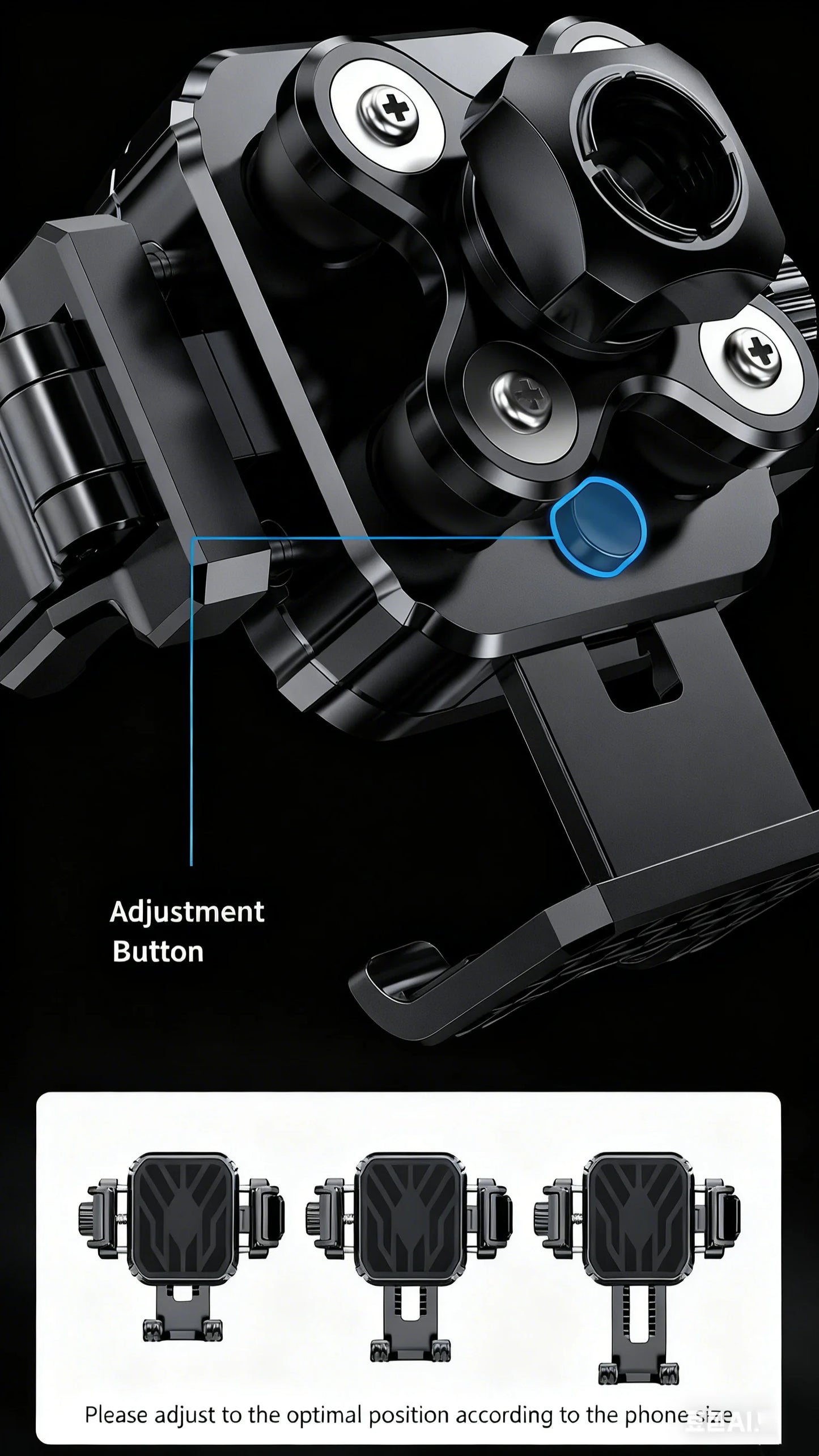 Motorcycle Riding Shock-Absorbing Phone Holder Adjustable Anti-Theft Quick Release Navigation Bracket with Mountain/Road Bicycle