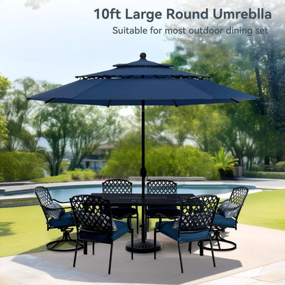 10ft Outdoor Patio Umbrellas for Outside, 3 Tier Vented Market Table Umbrella Windproof for Backyard, Deck, Customized