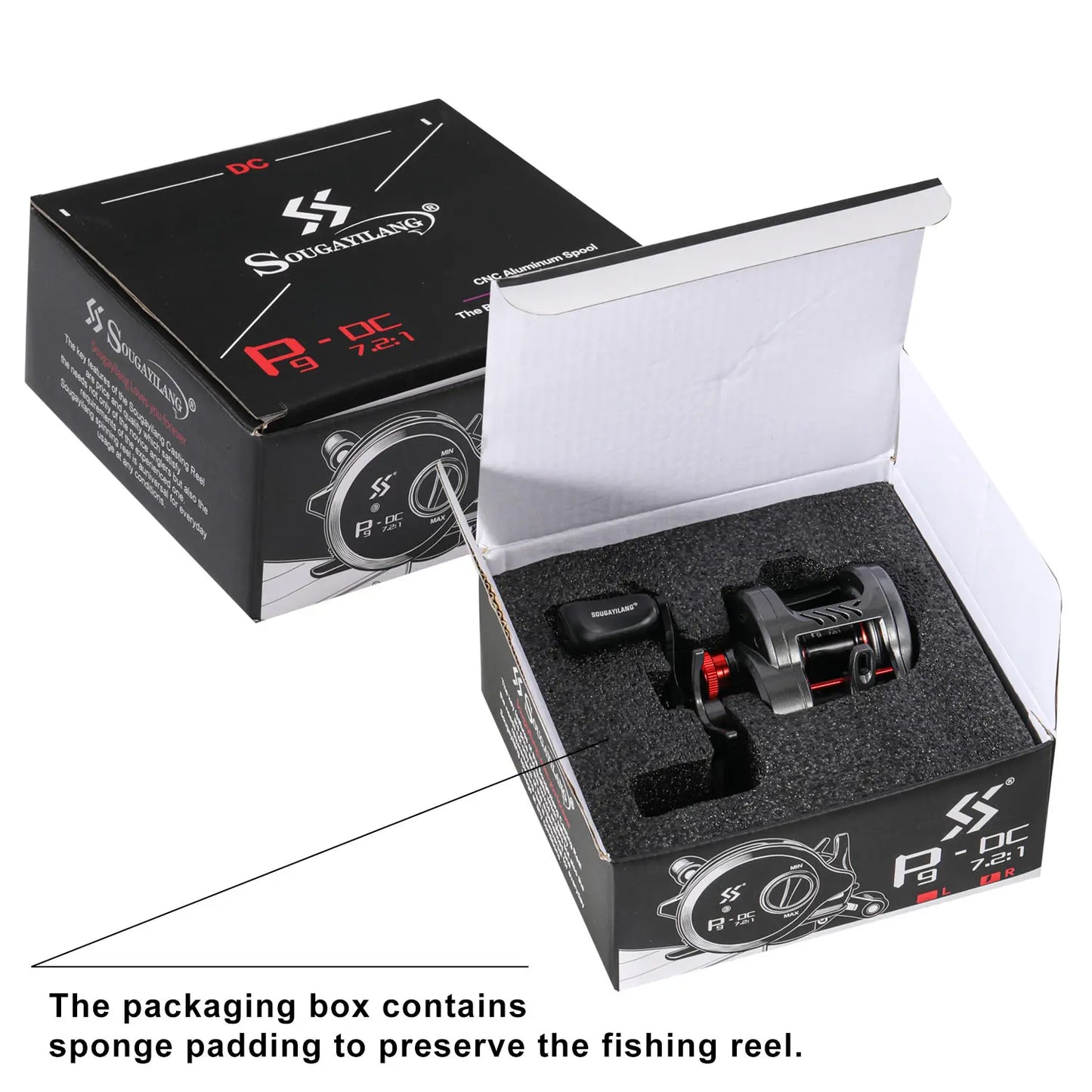 Sougayilang P9-DC Round Baitcasting Reel Electronic DC Brake System 7.2:1 Gear Ratio Ultralight Casting Fishing Reel Saltwater