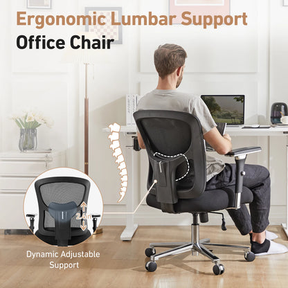 JHK 500lbs Heavy Duty Mesh Backrest Lumbar Support Office Chair Ergonomic Adjustable Height 4D Armrest Gaming Chairs for Home