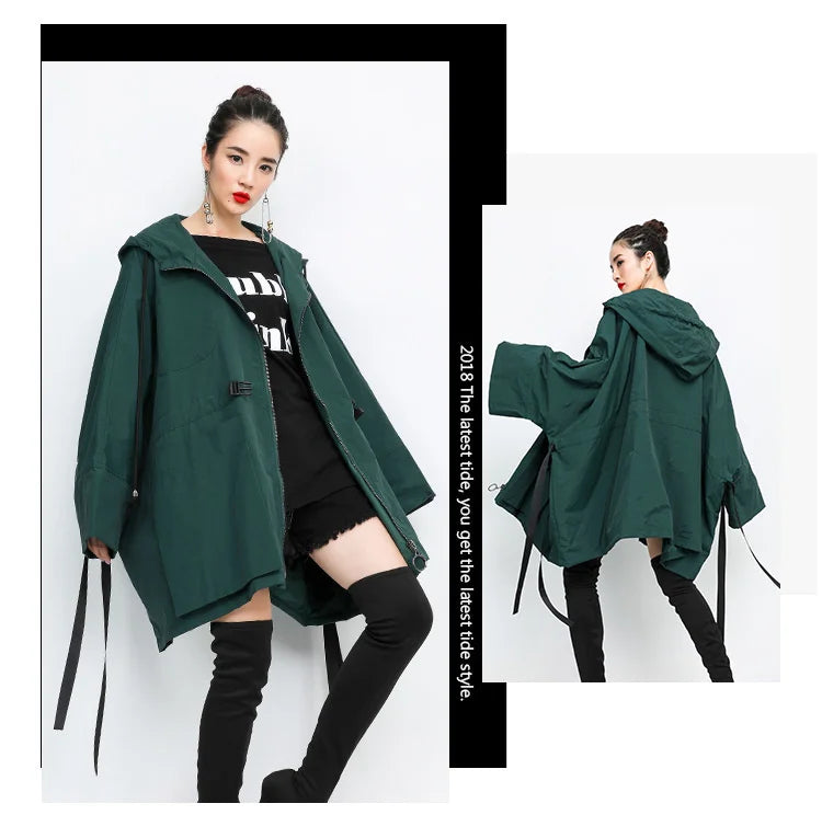 Amax luluE 2025 Fashion Korean Fall Ladies Loose Streetwear Womens Long Hooded Trench Coat Oversized Windbreaker Casual Clothes