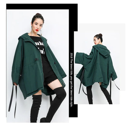 Amax luluE 2025 Fashion Korean Fall Ladies Loose Streetwear Womens Long Hooded Trench Coat Oversized Windbreaker Casual Clothes