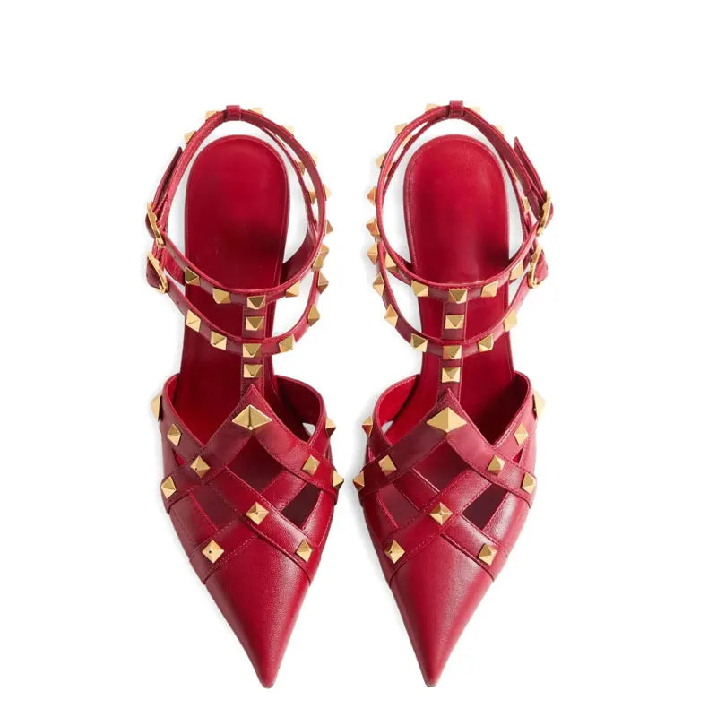 2026 Summer New Rivet Women's Pointed Stiletto Sandals Sexy Fashion Party Women's High Heel Sandals